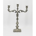 FRAGET - Factory of Silver and Plated Products (company active 1824-1944), Candelabra double arm, triple candlestick