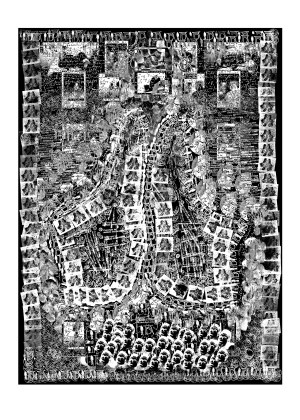 Andrzej Dudek-Dürer, Łukasz Zdęba Żywa rzeźba... Portret w czasie... II, 1969 - 2004 - 2025, inkografia, rysunek, fotografia; 75cm x 55cm;