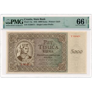Croatia - 5000 Kuna 1943 * P14a