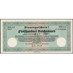 Německo - Steuergutschein - Daňový poukaz na 500 RM 1939/1940 * dvě suché známky!