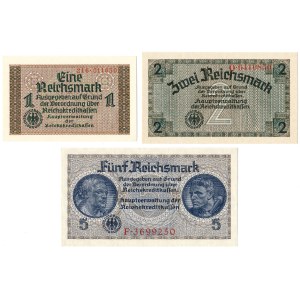 Germany - 1, 2, 5 Reichsmark ND/1939 * PR136a-138a * occupation