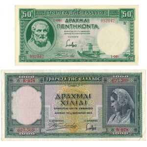 Greece - 50 &amp; 1000 Drachmai 1939 (1940) * P107, 110