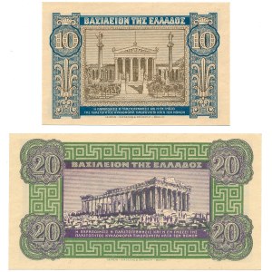 Greece - 10 &amp; 20 Drachmai 1940 * P314, 315