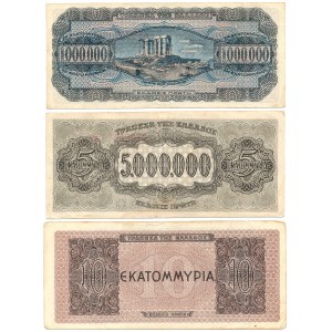 Greece - 1,000,000, 5,000,000 &amp; 10,000,000 Drachmai 1944 * P127, 128, 129
