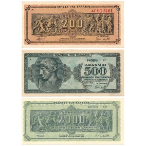 Greece - 200, 500 million &amp; 2000 mrd Drachmai 1944 * P131, 132, 133