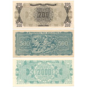 Greece - 200, 500 million &amp; 2000 mrd Drachmai 1944 * P131, 132, 133
