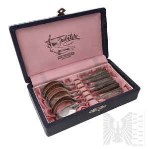 Hefra Warsaw, PRL - Set of Silver (0.800) Dessert Spoons; Box Retail Company Jubiler.