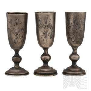 Tsarskoy Russia - Silver (0.875) Three Vodka Glasses