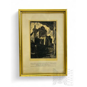 Tadeusz Cieślewski (Son) [1895-1944] - Painting Church of the Bernardine Fathers in Warsaw, Woodcut on Paper