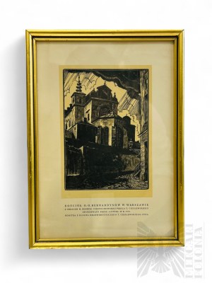 Tadeusz Cieślewski (Syn) [1895-1944] - Obraz Kościół O.O Bernardynów w Warszawie, Drzeworyt na Papierze