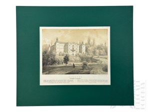 Napoleon ORDA (1807-1883), - Grafika Karta z Albumu Widoków Księstwa Poznańskiego i Prus Zachodnich: Rydzyna, Zamek Królewski