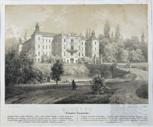 Napoleon ORDA (1807-1883), - Grafika Karta z Albumu Widoków Księstwa Poznańskiego i Prus Zachodnich: Rydzyna, Zamek Królewski
