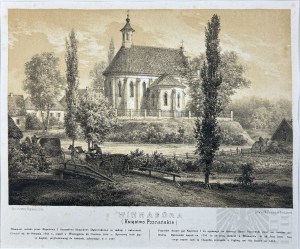 Napoleon ORDA (1807-1883), - Grafika Karta z Albumu Widoków Księstwa Poznańskiego i Prus Zachodnich: Winna Góra (Winnagóra), Kościół pw. św. Michała Archanioła