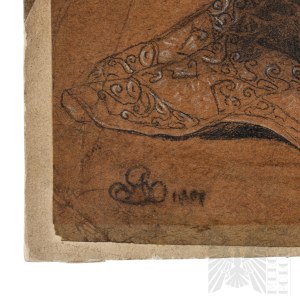 Artur Grottger (1837-1867), Studium Szaty , Szkic na Papierze