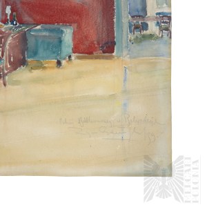 Zygmunt Cywiński (1902-1939), Obraz Wnętrze Belwederu, Akwarela na Papierze - Proweniencja 1939