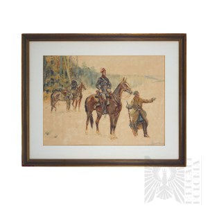 Stanisław Prauss (1902-1967), Generał Dionizy Czachowski z adiutantem (Powstanie Styczniowe 1863-64)”, Akwarela