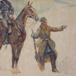 Stanislaw Prauss (1902-1967), General Dionizy Czachowski with his adjutant (January Uprising 1863-64), Watercolor