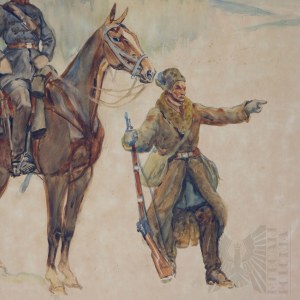Stanisław Prauss (1902-1967), Generał Dionizy Czachowski z adiutantem (Powstanie Styczniowe 1863-64)”, Akwarela
