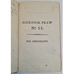 DZIENNIK PRAW nr 61-63, tom 17 [jęz. polski i rosyjski] Warszawa 1835