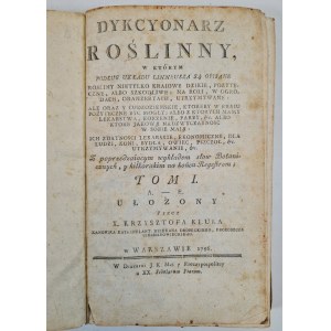 KLUK Krzysztof - DICTIONARY OF PLANTS volume I-III, Warsaw 1786-88 beautiful piece!