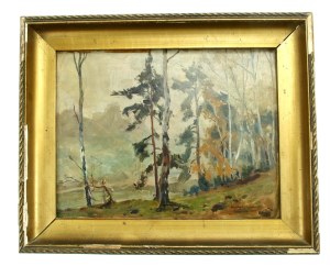 Mieczysław SERWIN-ORACKI (1912 - 1977), Pejzaż nadwodny [Ujanowice], 1944, [20x26 cm] (354)