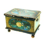 Wooden chest decorated with watercolor 19th / 20th century. (247)