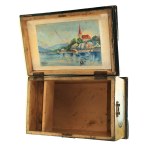 Wooden chest decorated with watercolor 19th / 20th century. (247)