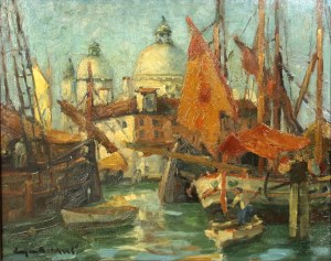 Eugen Dekkert (1865 Szczecin - 1956 Garmisch-Partenkirchen), Wenecja widok na bazylikę Santa Maria della Salute, 1930 (258)