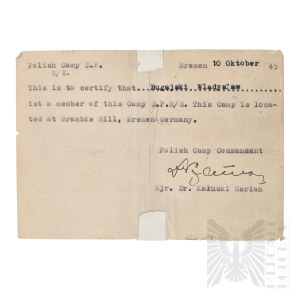 PSZnZ Certificate of Attendance at a Camp for Displaced persons.