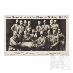 German Empire Propaganda Postcard with Kaiser Wilhelm II and Generals.