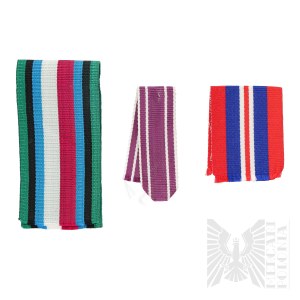 PSZnZ Three Ribbons for Decorations - PSZnZ Armed Action Cross, The War Medal 1939-1945, Miniature Army Medal.