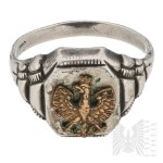 [SILVER 835S] PSZnZ Silver Patriotic Signet with Eagle Cut from Air Force Button