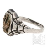 [SILVER 835S] PSZnZ Silver Patriotic Signet with Eagle Cut from Air Force Button