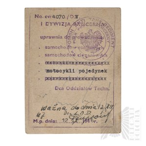 PSZnZ Driving License 1st Armored Division 1st Anti-Tank Artillery Regiment.