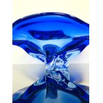 Hand-shaped Cobalt Blue Art Glass Bowl, Chřibská Czechoslovakia, 1970s
