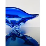 Hand-shaped Cobalt Blue Art Glass Bowl, Chřibská Czechoslovakia, 1970s