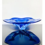 Hand-shaped Cobalt Blue Art Glass Bowl, Chřibská Czechoslovakia, 1970s