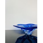 Hand-shaped Cobalt Blue Art Glass Bowl, Chřibská Czechoslovakia, 1970s
