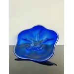Hand-shaped Cobalt Blue Art Glass Bowl, Chřibská Czechoslovakia, 1970s