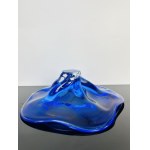 Hand-shaped Cobalt Blue Art Glass Bowl, Chřibská Czechoslovakia, 1970s