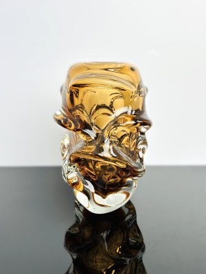 Jan Kotík (1916-2002), Jan Kotík - 5503, Massive Amber Czech Art Glass Vase, Škrdlovice, Year 1955