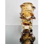 Jan Kotík (1916-2002), Jan Kotík - 5503, Massive bernsteinfarbene tschechische Kunstglasvase, Škrdlovice, Jahr 1955