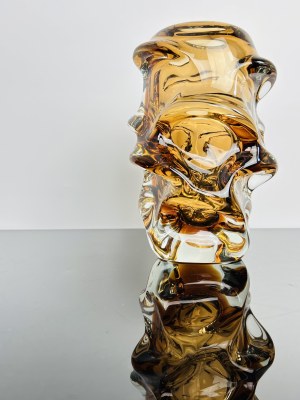 Jan Kotík (1916-2002), Jan Kotík - 5503, Massive Amber Czech Art Glass Vase, Škrdlovice, Year 1955