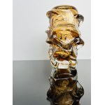 Jan Kotík (1916-2002), Jan Kotík - 5503, Massive bernsteinfarbene tschechische Kunstglasvase, Škrdlovice, Jahr 1955
