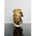 Jan Kotík (1916-2002), Jan Kotík - 5503, Massive bernsteinfarbene tschechische Kunstglasvase, Škrdlovice, Jahr 1955
