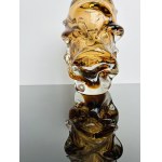 Jan Kotík (1916-2002), Jan Kotík - 5503, Massive bernsteinfarbene tschechische Kunstglasvase, Škrdlovice, Jahr 1955