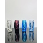 Rudolf Schroter (1887-?), Set of Four Vases Clear, Amethyst, Cobalt & Light Blue, Rosice Glassworks, Pattern number 914