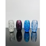 Rudolf Schroter (1887-?), Set of Four Vases Clear, Amethyst, Cobalt & Light Blue, Rosice Glassworks, Pattern number 914