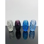 Rudolf Schroter (1887-?), Set of Four Vases Clear, Amethyst, Cobalt & Light Blue, Rosice Glassworks, Pattern number 914