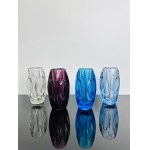Rudolf Schroter (1887-?), Set of Four Vases Clear, Amethyst, Cobalt & Light Blue, Rosice Glassworks, Pattern number 914